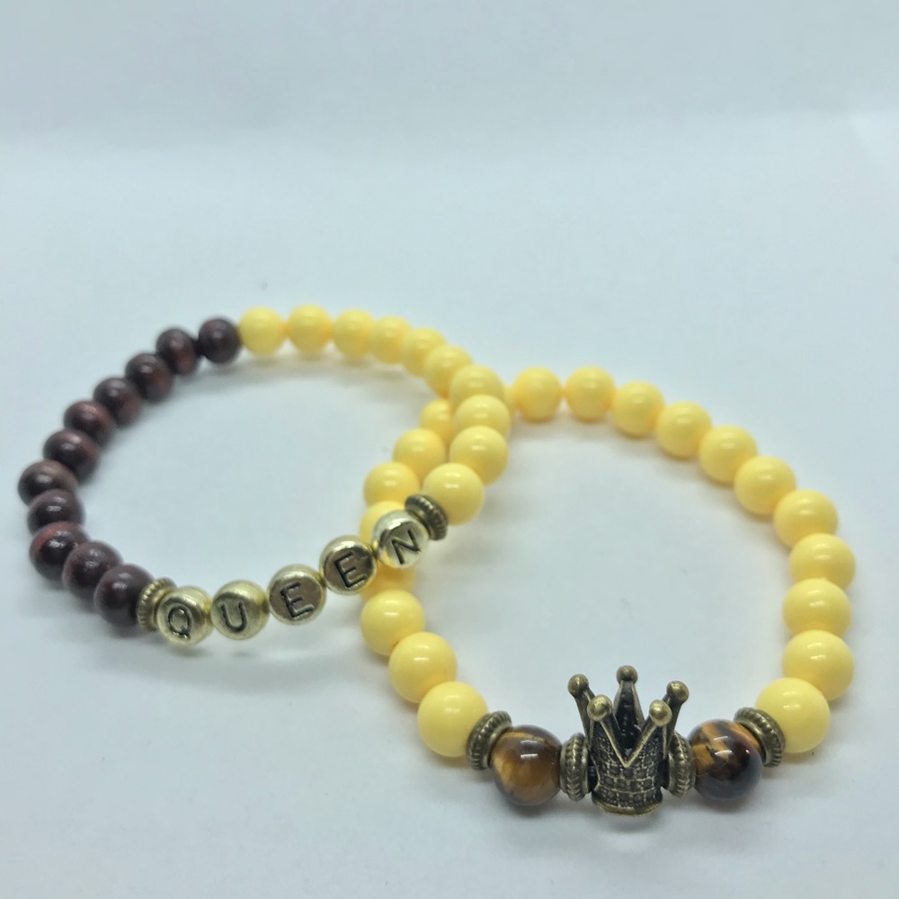 💛 Yellow Crown/Queen Bracelet Set